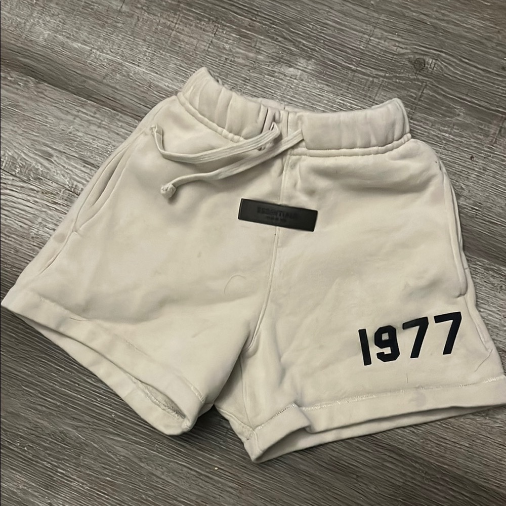 Essentials Off-White Shorts with Black 1977 Print